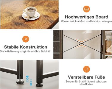 Компактний письмовий стіл Coleshome з 4 висувними ящиками, 100x40 см, з полицями, для офісу, кабінету, спальні (колір: коричневий)