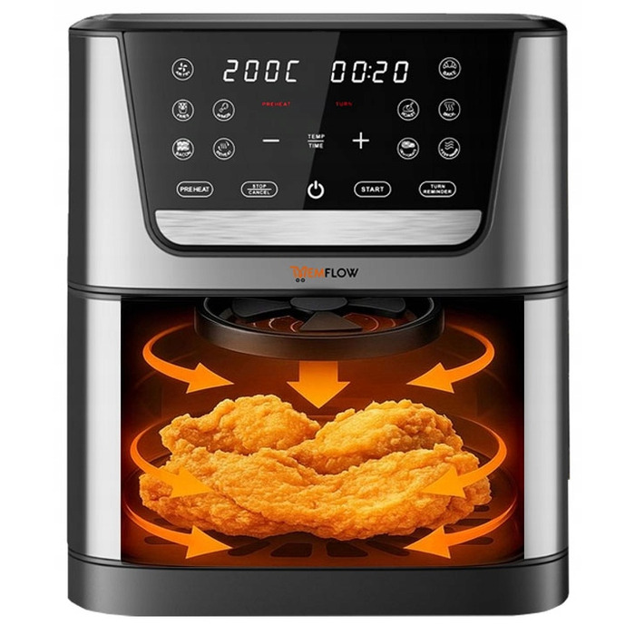 Аерофритюрниця MEMFLOW 8 л, 1800 Вт, 12 програм, сенсорне керування