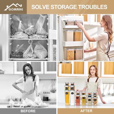 Набір контейнерів для зберігання GoMaihe 16 шт. - герметичні бокси для кухні, продуктів, круп, мюслі, рису, мелу та корму для тварин