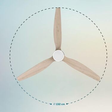 Вентилятор стельовий Cecotec Aero 5300 White & Wood 132 см з LED підсвіткою та пультом