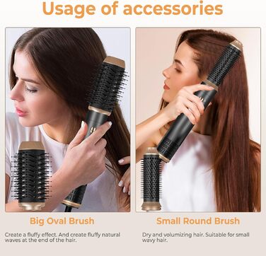 Фен-щітка 5-в-1 Airstyler Pro 1000W з регулюванням напрямку повітря, іонізація, для створення об'єму, локонів та укладки волосся (сірий)