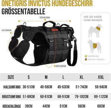 Шлейка для собак OneTigris Invictus, переносна допомога для собак середнього та великого розміру, регульована, 3 ручки, для собак з обмеженими можливостями, травмованих або літніх, чорна, L (27-41 кг, обхват шиї 45-63 см, обхват грудей 68-91 см)