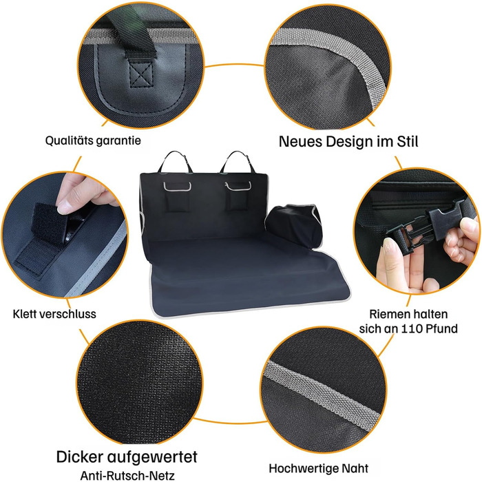 Захист для багажника автомобіля для собак з боковим захистом, ультралегкий та водонепроникний (105x185 см), універсальний для SUV/Kombi/малих автомобілів, міцна собача ковдра з покращеним клямром