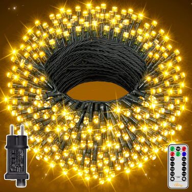 Ланцюжок прикрас Ollny 40м, 400 LED, тепле біле світло, для дому та саду, з пультом та таймером, 8 режимів, вологостійкий