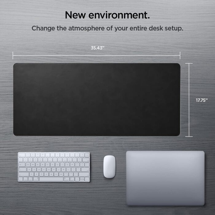 Килимок для миші Spigen XXL з екошкіри PU Vegan, чорний - захист столу та ідеальне ковзання