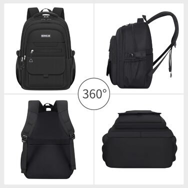 Чорний шкільний рюкзак для дівчат та жінок: стильний, місткий, для навчання та повсякденного використання