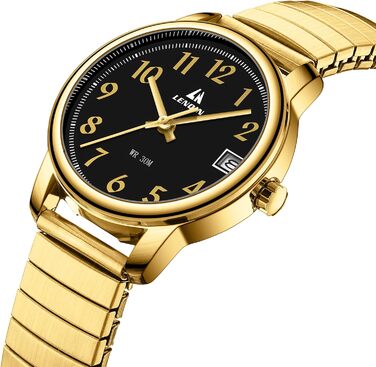 Жіночий годинник LN LENQIN: Водонепроникні годинники для жінок з нержавіючої сталі, кварцовий механізм, регульований ремінець (Золотий/Чорний)