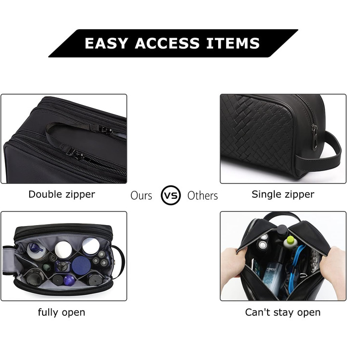 Чоловіча дорожня косметичка BAGSMART, органайзер для туалетних аксесуарів, чорна (Large)