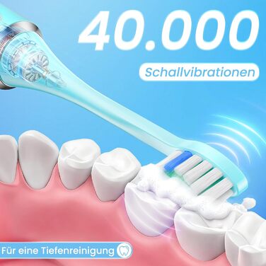 Електрична зубна щітка YUNCHI C2 з 40000 VPM, звукова щітка для дорослих, зарядка USB-C, 55 днів роботи від акумулятора, 5 режимів чищення, таймер 2 хвилини, 8 насадок, дорожній футляр, чорний (Ycyc-y7 Blue)