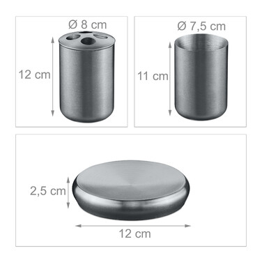 Relaxdays 5-piece Bathroom Set Stainless Steel
