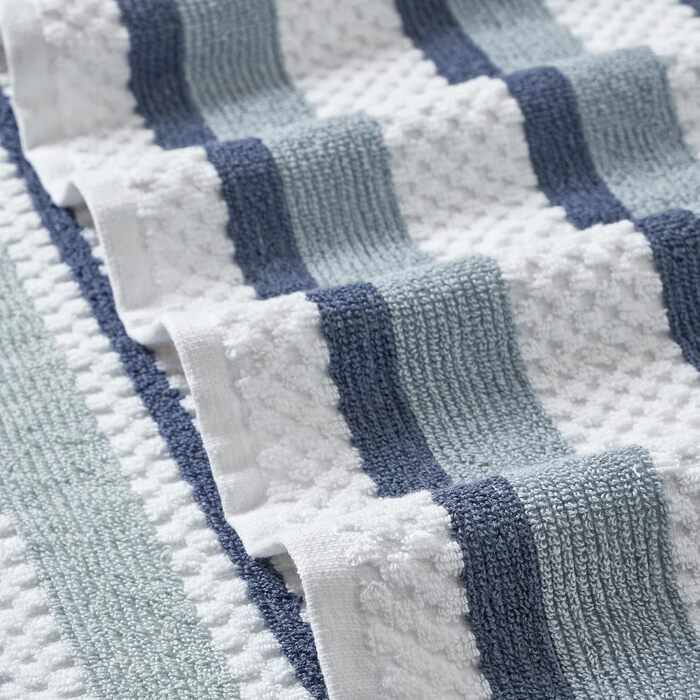 Modern Threads Pax 6-Piece Reversible Dyed Jacquard Towel Set – Bath Towels, Hand Towels, and Washcloths – Super Absorbent and Quick Drying – 100% Combed Cotton, Denim