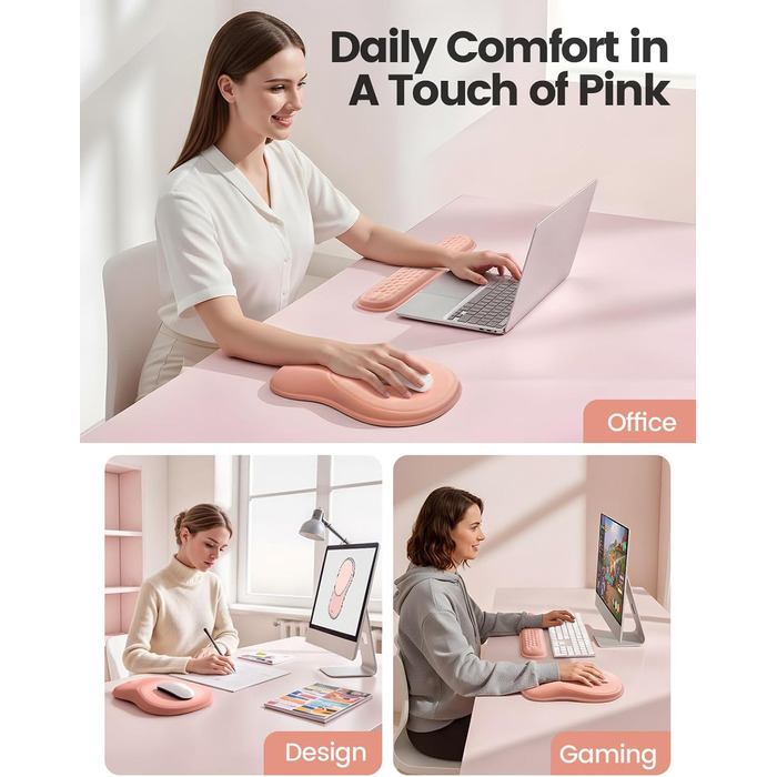 Підставка для зап'ястя Meatanty Ergonomische – м'яка та стильна, з memory foam, протиковзна, для офісу, дому та геймінгу (чорна)