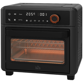 HOMCOM Convection Mini Oven 40-220 °C 13L Mini Oven with Baking Tray, Grill Rack, Crumb Tray, Hot Air Fryer, 12 Programs for Versatile Cooking