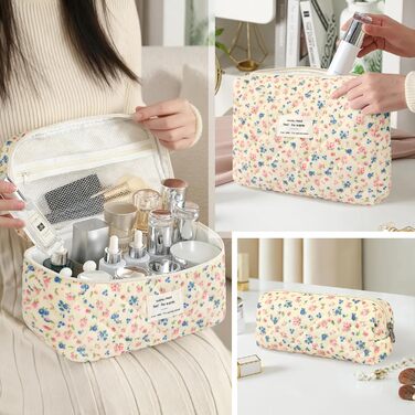 Набір косметичок для жінок: 3 шт. для макіяжу, подорожей та повсякденного використання. Великі косметички для дівчат та жінок