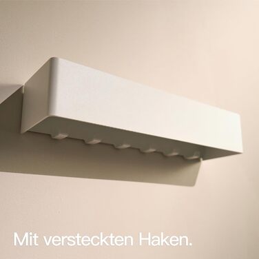 Ключниця настінна Designfabrik Hamburg: сучасна металева підставка для ключів з полицею, біла. Організатор для передпокою та коридору