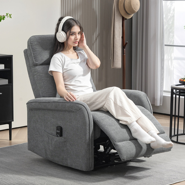 HOMCOM Electric Reclining Massage Chair, TV Chair with Reclining Function, Heating, USB, Vibration, Footrest, Side Pocket, TV Chair with Remote Control, Pocket Spring for Living Room, Dark Grey | Aosom
