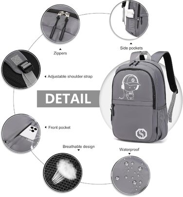 KONO Набір шкільних рюкзаків 3-в-1: рюкзак, сумка через плече, пенал. Для ноутбука 15.6