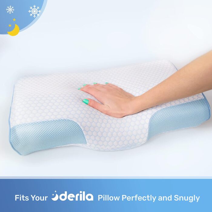 Ортопедична подушка для шиї та голови Derila Memory Foam Original. Підтримка шиї для тих, хто спить на боці, спині та животі (King, 1 шт.) (З охолоджуючим чохлом, 50x30 см)
