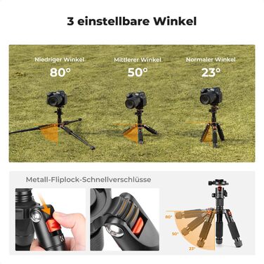 Міні штатив K&F Concept S225A1+BH-25: компактний штатив для камери з кульковою головкою 360°, 52 см, з тримачем для телефону, для Canon/Sony/Nikon/Fujifilm, до 6 кг