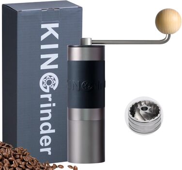 KINGrinder K0 Straight Grip Manual Coffee Grinder with 140 Adjustable Grind Settings for Aeropress, French Press, Drip, 25 g Capacity