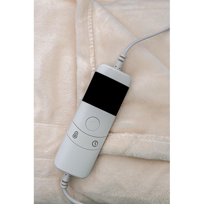 Електрична ковдра Marco Paul, тепла ковдра з підігрівом, флісова ковдра, для терапії спини, на софу (сірий фліс), кремовий колір