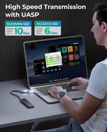 Зовнішній корпус-адаптер ORICO M.2 NVMe SSD USB-C 3.2 Gen2 10Gbps для PCIe NVMe M-Key/M+B Key (2230/2242/2260/2280), підтримка UASP, M-2PV