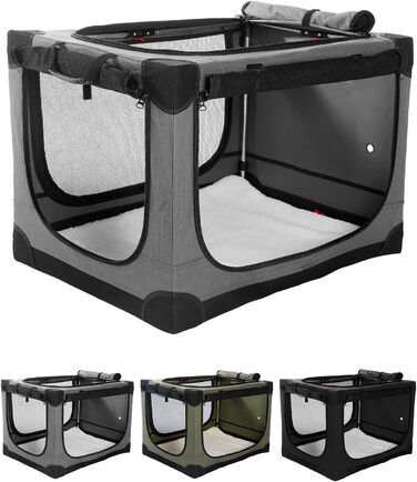 Складана переноска для собак середніх порід, 76x54x54 см, зелена/сіра
