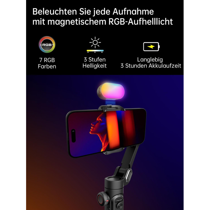 Стабілізатор для смартфона AOCHUAN 3-осьовий, складний, з фокусним колесом, для iPhone та Android, для TikTok, YouTube, Vlog