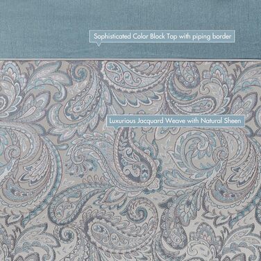 Штора для душу Madison Park Aubrey з візерунком Paisleymuster, жаккард, мікрофібра, штучний шовк, сучасний декор для дому, ванна кімната, ванна, захист від вологи, декоративна ванна кімната, 182,9 x 182,9 см, (Блакитно-зелений/Відтінок раю, H183 x B182.9 