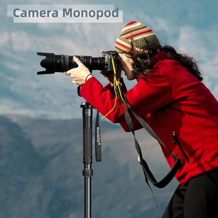 Монопод для камери Manbily 32мм з алюмінію, 44-174см, 6 секцій, з ручкою-гнітом, для DSLR, відеокамер, з кріпленням для телефону, до 15кг (металевий сірий)