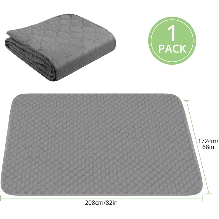 Водонепроникний килимок для собак, килимок для котів, неслизький, міцний, для захисту дивану, ліжка, автокрісла, можна прати в пральній машині (172 x 208 см, темно-сірий)