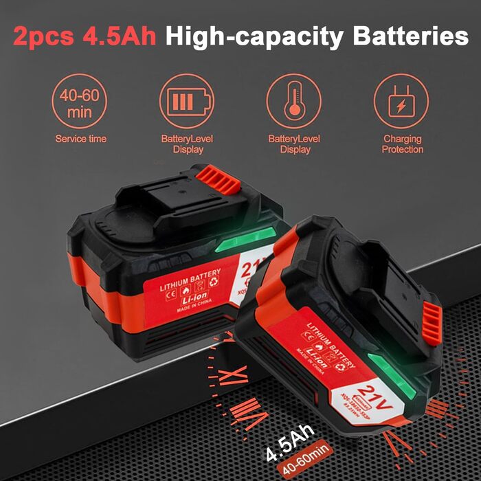 Leaf Blower, Electric Leaf Blower with 2 x 4.5AH 21V Battery and Charger, 49m/s, 3.9m³/min, Battery-Powered Blower for Lawn Care, Removal of Leaves/Mud/Snow/Car Dust