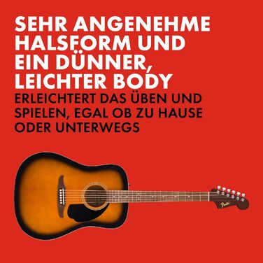 Акустична гітара Fender FA-25 Dreadnought з палісандровим гриф, 2-тонний Sunburst, Redondo California Debut