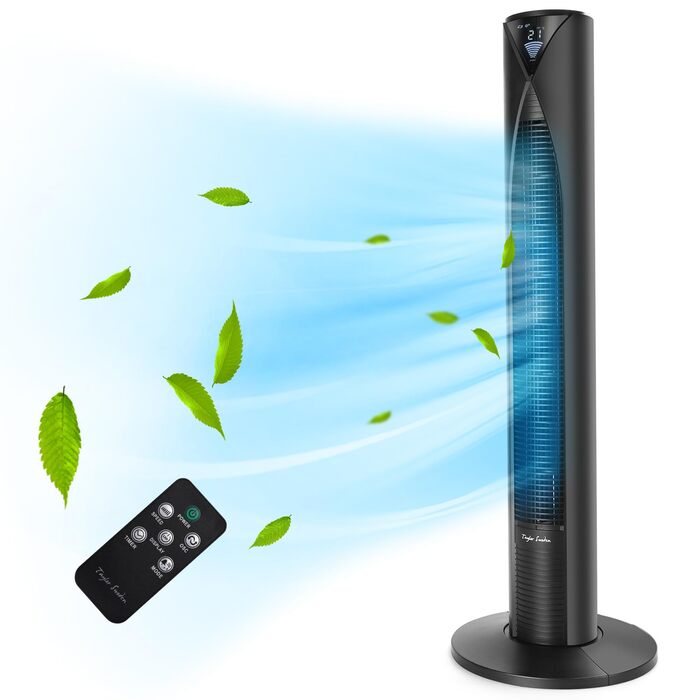 Вентилятор Tower Taylor Swoden 20dB з пультом, 96 см, 4 режими, 12 год таймер, 45W, чорний - для дому та офісу