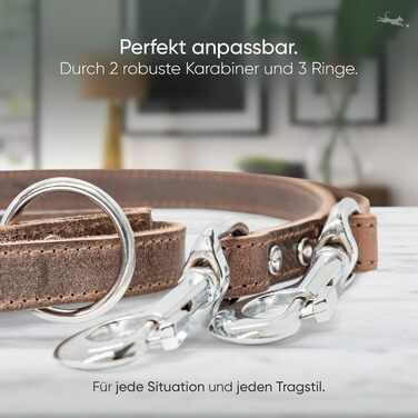 2m Dog Leash made from certified leather - Adjustable training lead - Handmade in EU - Dog Leash for large, medium & small dogs - Leather lead (Dark Chocolate, 25mm wide)