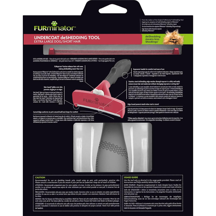 FURminator для собак XL: щітка для видалення підшерстка для великих собак, покращений дизайн (прозора, для короткошерстих)