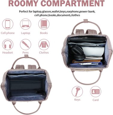 Жіночий рюкзак EMPSIGN з відділенням для ноутбука 17 дюймів: стильний рюкзак для роботи, навчання та подорожей, чорний, рожевий