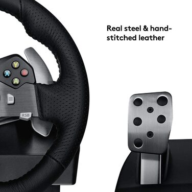 Руль Logitech G920 Driving Force для Xbox Series X|S, Xbox One, PC, Mac. Двомоторний Force Feedback, 900° кут повороту, регульовані педалі, UK-штекер.