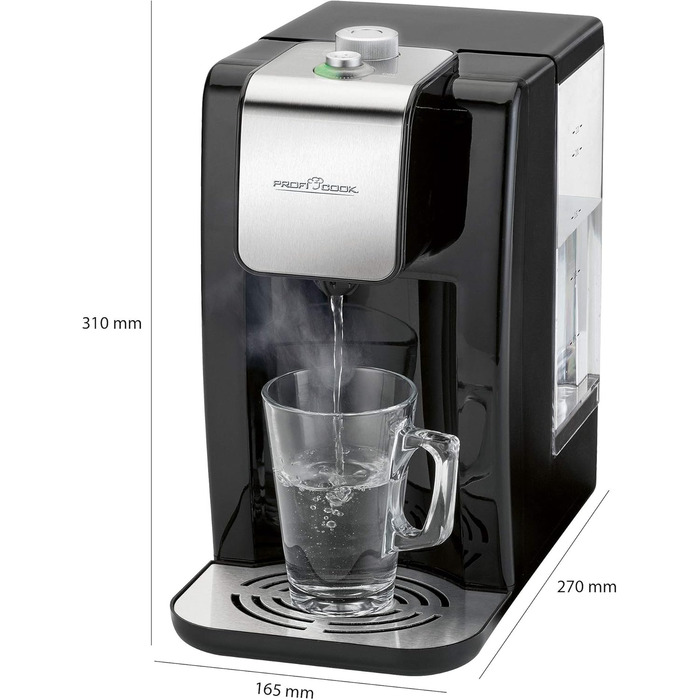 ProfiCook® Hot Water Dispenser | hot water in 3 seconds | Kettle | 2.2 liter capacity | boiling water at the touch of a button | stainless steel housing | stainless steel display | 2600 watts | PC-HWS 1168