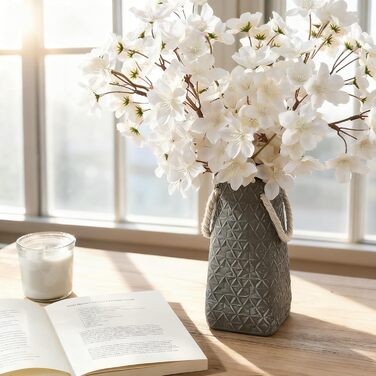 Керамічна ваза, синьо-коричневий дизайн, ваза в скандинавському стилі для декору, сучасна ваза для вітальні, спальні, кухні, передпокою, ванної кімнати (Шиферно-сірий, 17,8 см)