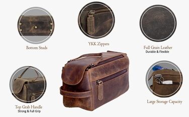 KomalC Travel Culture Bag made of high-quality buffalo leather for women and men