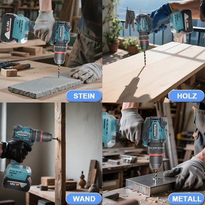 Акумуляторний ударний дриль-шуруповерт сумісний з Makita 18V, 13 мм, безщітковий, 35+3 ступені крутного моменту, 90 Н.м, 2 регульовані ступені, акумуляторний шуруповерт з 3 аксесуарами (без акумулятора) (10 мм для Bosch 18V)