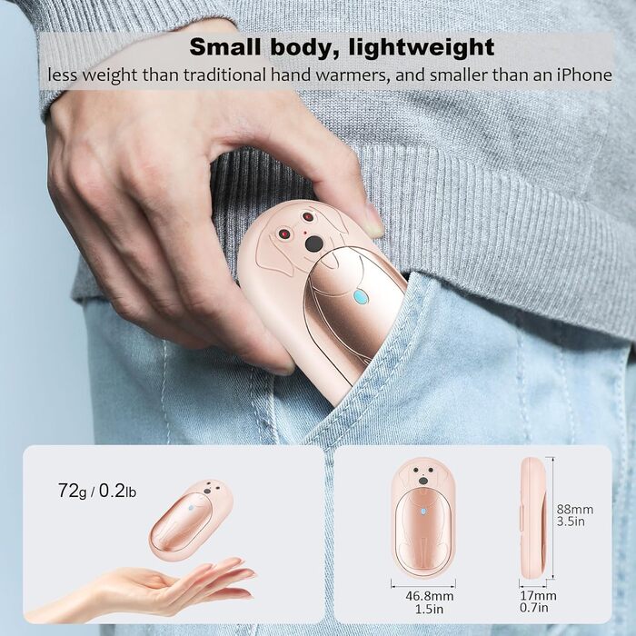 Електричні грілки для рук 6000mAh, 2 шт. – багаторазові, з USB-C, 3 режими нагріву, подарунок для жінок, чоловіків, дітей, катання на лижах, піших прогулянок (рожевий)
