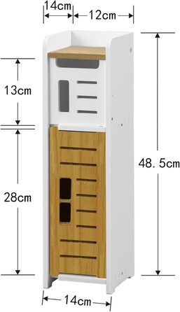 PVC Bathroom Toilet Paper Holder with Brush - White Freestanding Organizer
