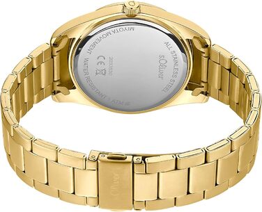 Годинник наручний s.Oliver для чоловіків, кварцовий, аналоговий, з браслетом з нержавіючої сталі, водонепроникність 5 bar, у подарунковій коробці (IP Gold / Зелений)