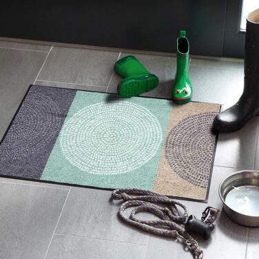 Килимок для входу Salonloewe Nestor 50x75 см, сіро-м'ятний, прямокутний, миючий