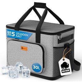 BigDean Термосумка велика ізольована, 30 літрів. Фолдована, витокостійка, водонепроникна сумка-холодильник для пікніка, обіду, покупок. Тримає холод до 5 годин