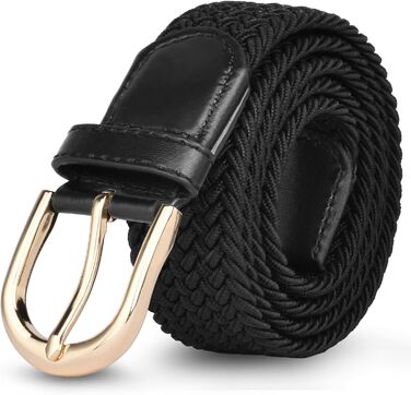 Чоловічий та жіночий тканинний ремінь Flintronic з еластичною плетінням, ширина 3.3 см, довжина 107 см (для обхвату талії 76-115 см), колір чорний