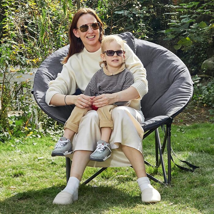 Крісло-місяць EVER ADVANCED Luxus XXL для кемпінгу, складне, до 150 кг, сіре. З подушкою, для саду, балкону, приміщення