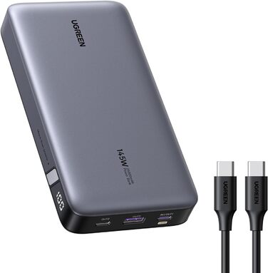 Power Bank UGREEN Nexode 145W 25000mAh з 3 USB-C портами та цифровим дисплеєм. Сумісний з MacBook, iPhone, Galaxy, Dell